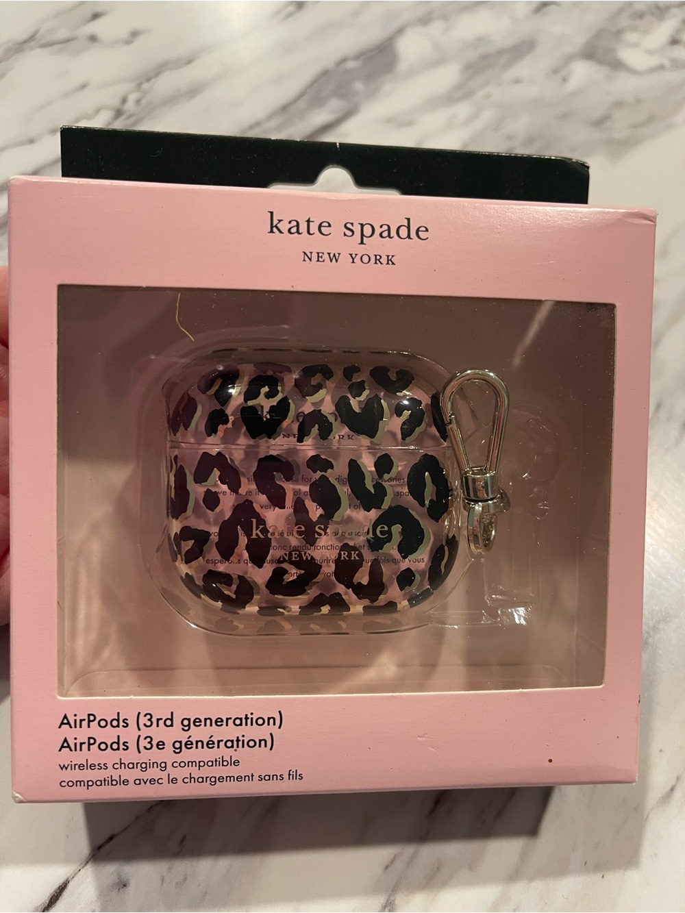 kate spade Pink Leopard Print AirPods (3rd Gen) Case with Clip